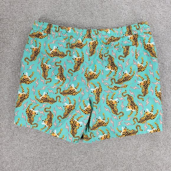 No Boundaries Swimming Trunks Shorts Mens XL Green Tiger King Vibe Lighting - Picture 4 of 11
